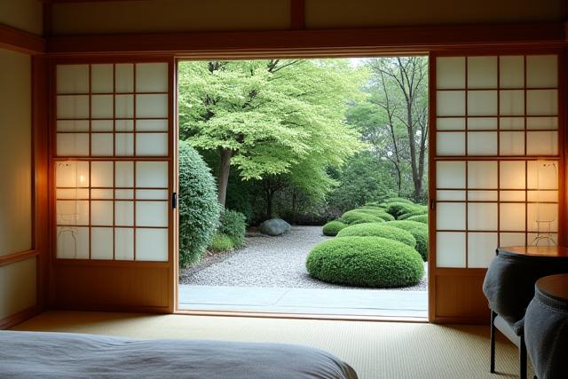 京都の庭園を望む旅館